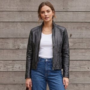 Vintage Cellini Oversized Patchwork Leather Jacket 90s NEW size Small